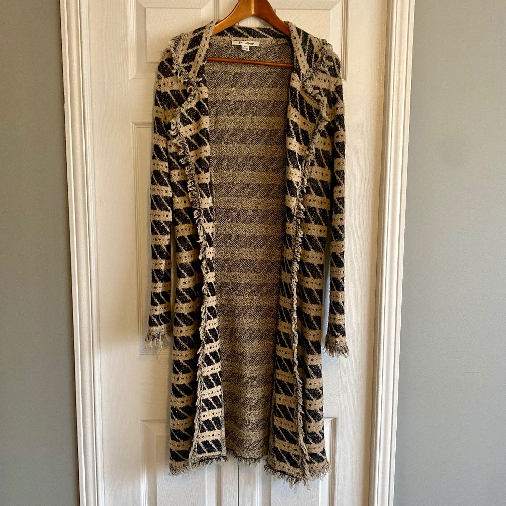 Katherine Barclay Fringe Trim Duster Cardigan
